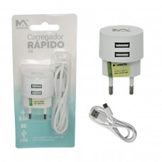 Carregador Para Celular Rapido Tipo C 3.6a 2 Entradas Usb