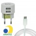 Carregador Para Celular Rapido Tipo C 3.6a 2 Entradas Usb