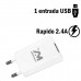 Carregador Tomada Entrada USB 2.4A