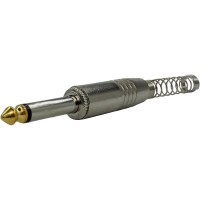 Plug P10 Mono Met&aacute;lico Profissional Mola Espa&ccedil;ada
