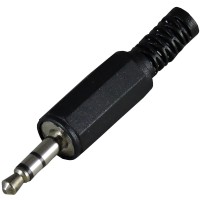 Plug P2 Est&eacute;reo Preto Pl&aacute;stico com Rabicho
